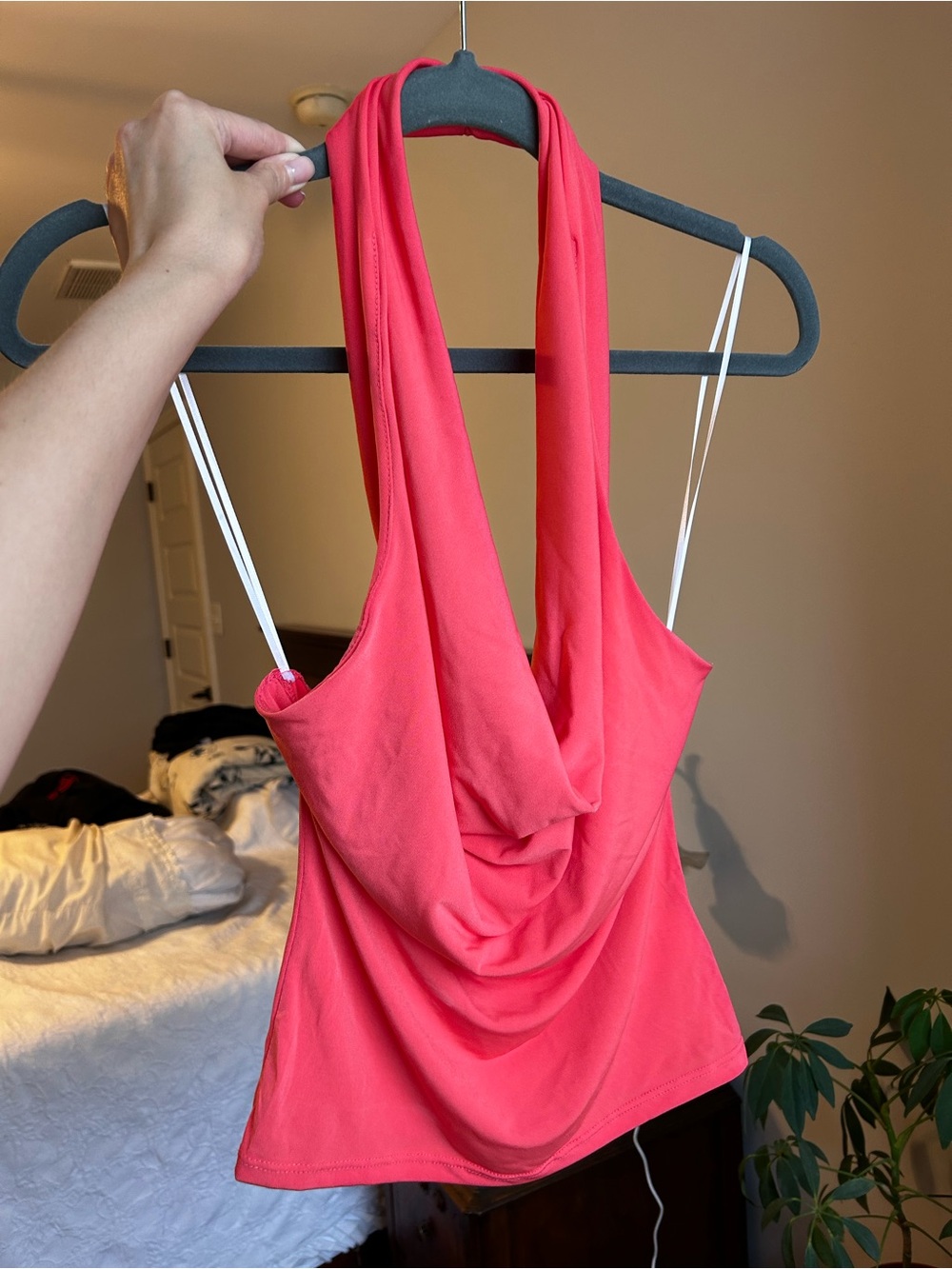 silence + noise Coral Draped Halter Cowl Top
